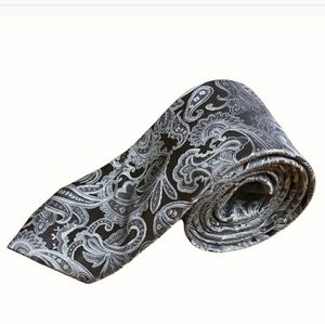 MICHAEL MICHAEL KORS Silver Silk Paisley Jacquard Tie NWOT! 100% silk tie